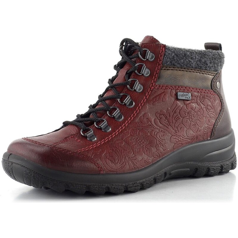 Rieker šněrovací kotník s membránou vínový L7144-35 66061102