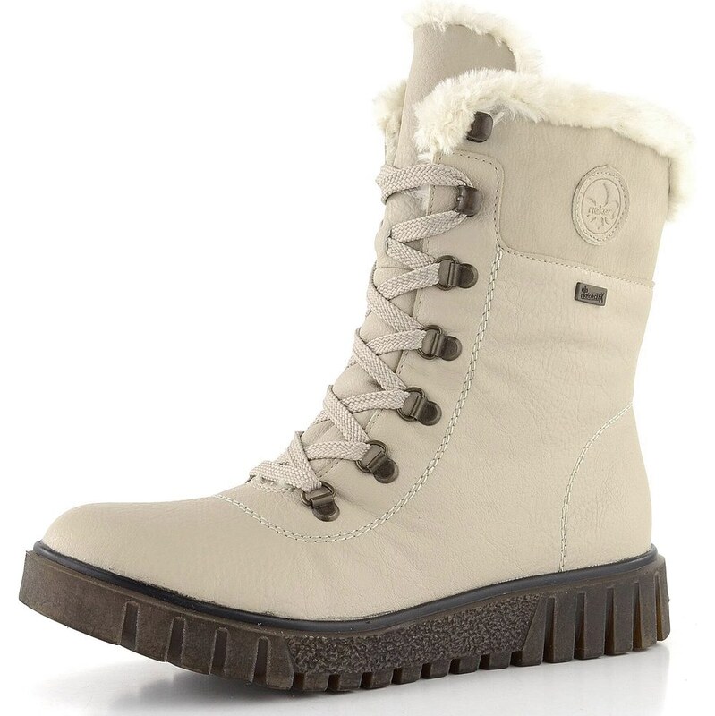 Rieker vyššia členková obuv na platforme krémová Y3424-60 66061108