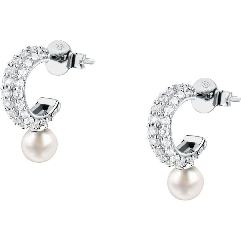Morellato Strieborné náušnice s pravou perlou a zirkónmi Perla SXU52 66592648