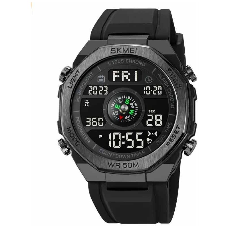 Skmei 2209 pánske hodinky s krokomerom Just Black 66062506