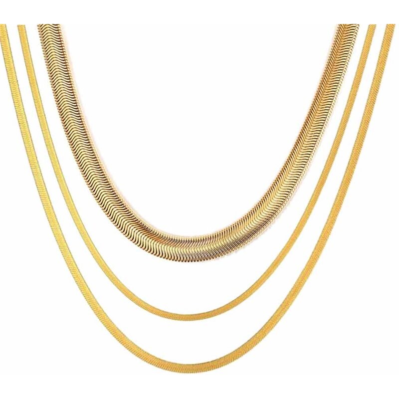 Titan Jewerly Náhrdelník z chirurgickej ocele Plochý had 3-6mm Zlatý 66062510