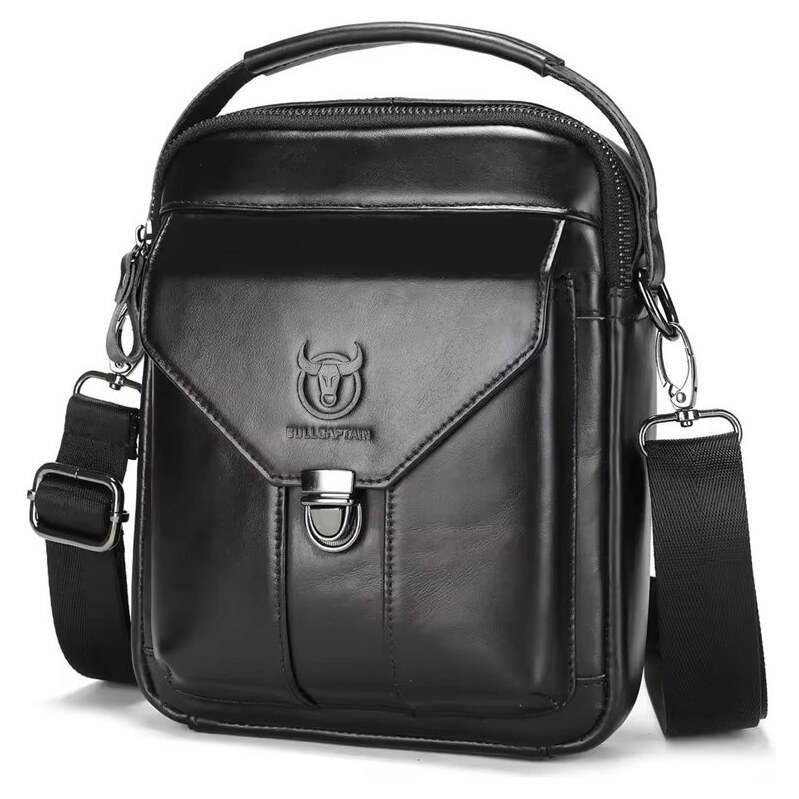 Bullcaptain kožená taška cez rameno Marmout Čierna 66062517