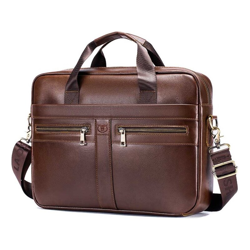 Bullcaptain pánska kožená taška Faolán Hnedá matná 11L 66062520