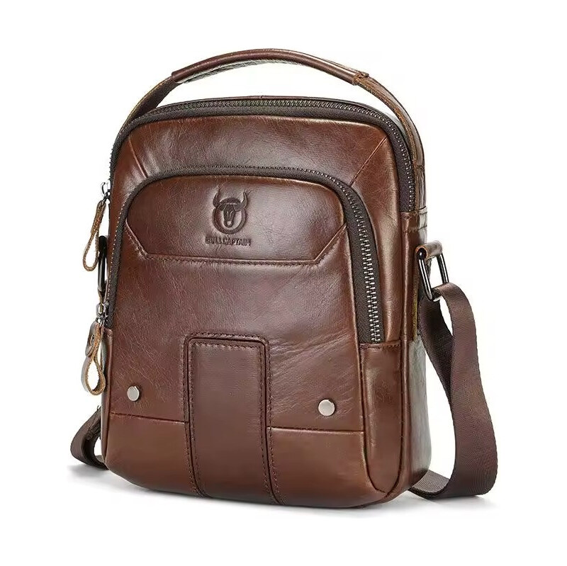 Bullcaptain kožená taška cez rameno Menard Hnedá 66062519