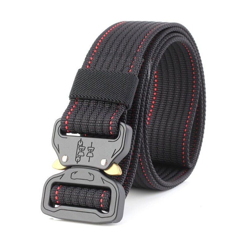 Twins Pánsky plátený opasok Military Junot Čierny-červený 66062533