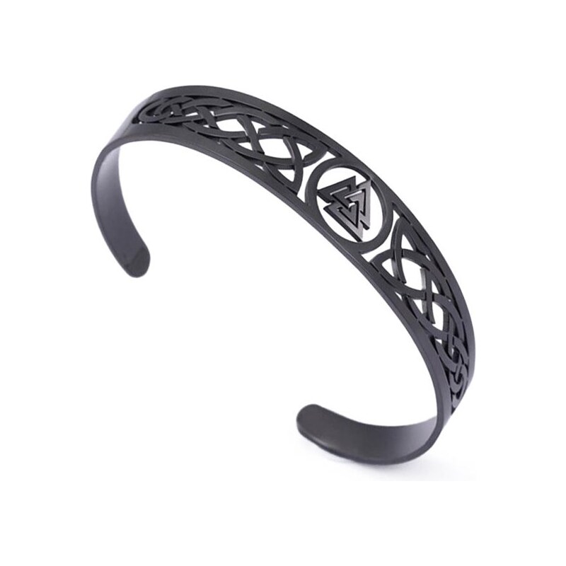 Impress Jewelry Vikingský náramok z nerezovej ocele Valknut Čierny 66062641