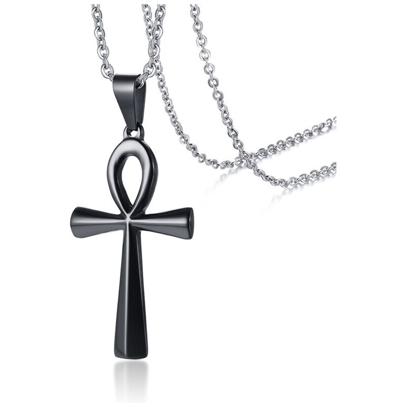 Impress Jewelry Prívesok z chirurgickej ocele kríž života Čierny 66062673