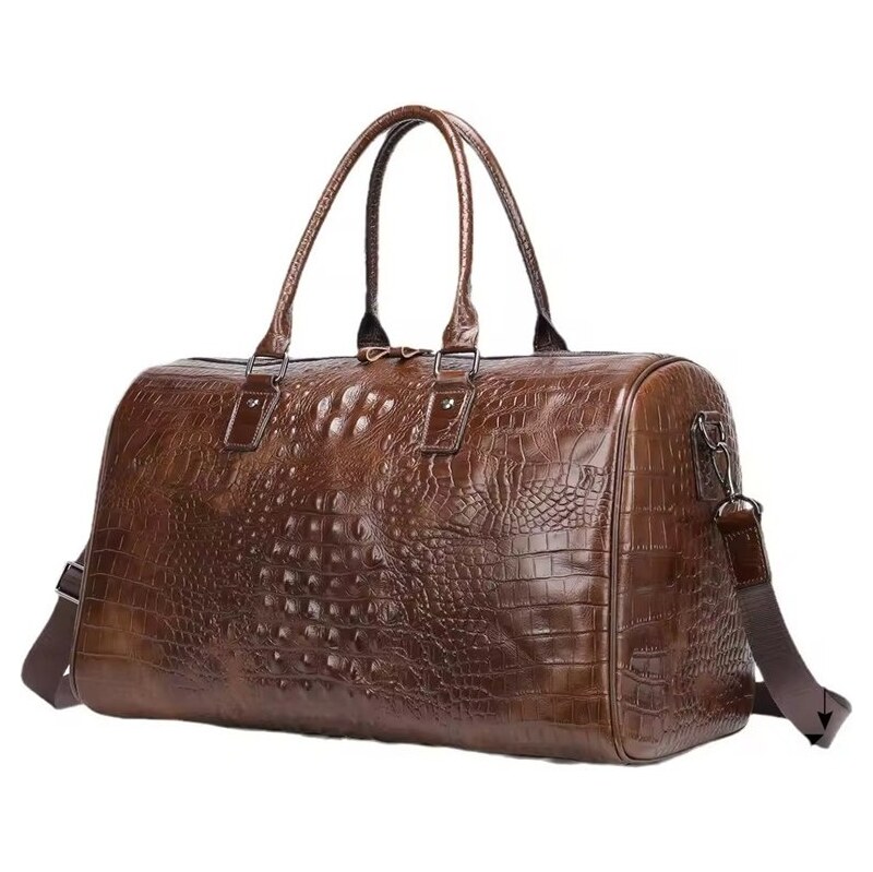 Bullcaptain kožená cestovná taška Crocodille hnedá 26L 66062686