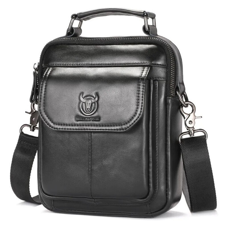Bullcaptain pánska kožená taška Corum Čierna 4L 66062695