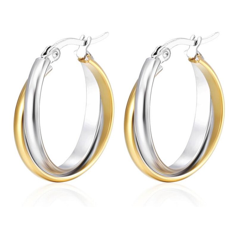 Impress Jewelry Dvojfarebné náušnice z chirurgickej ocele Bicolor 66062700