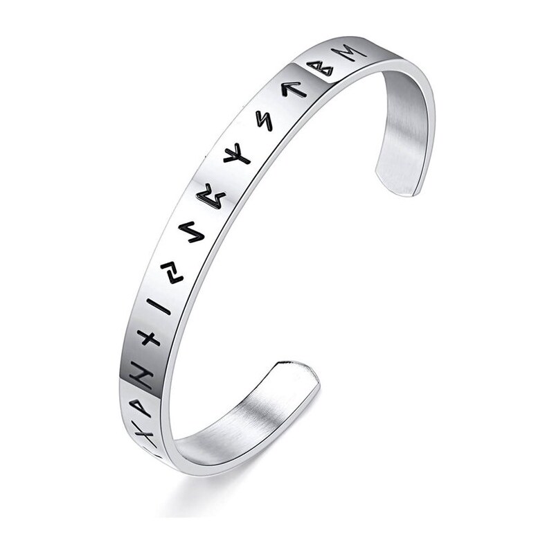 Impress Jewelry Náramok z chirurgickej ocele Viking Runy Strieborný 66062708