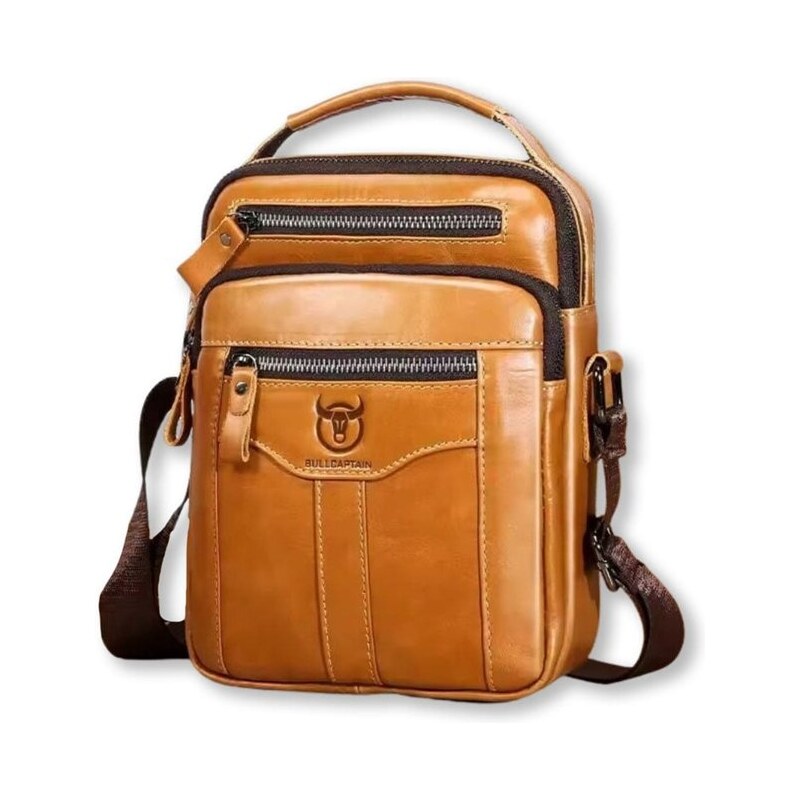 Bullcaptain pánska kožená taška Pazar Camel 4L 66062715