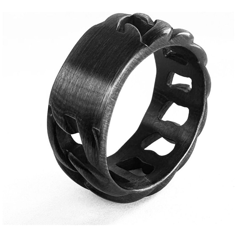 Impress Jewelry Prsteň z chirurgickej ocele Black Cuban 66062738