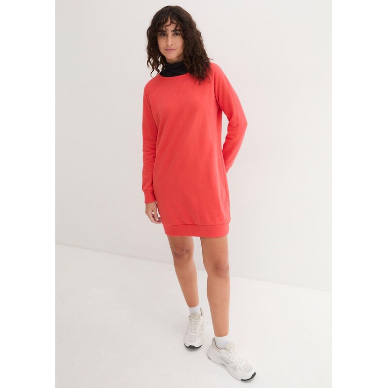 bonprix Mikinové šaty z mäkkého froté, farba červená 44789859