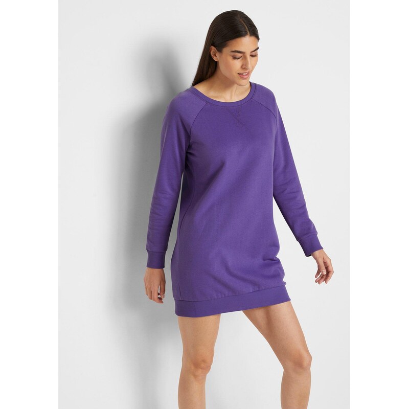 bonprix Mikinové šaty z mäkkého froté, farba fialová 45882174