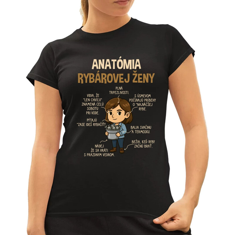 E-shop Garibald Anatómia rybárovej ženy - dámske tričko s potlačou