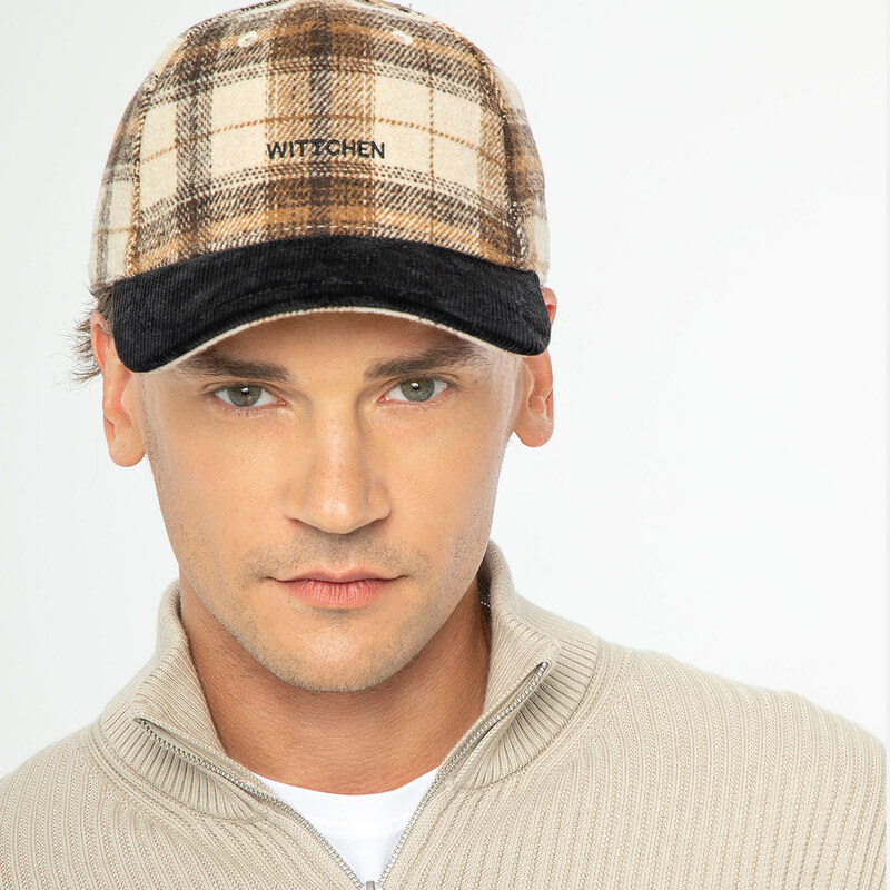 Wittchen Pánska čiapka s kontrastným šiltom a károvaným vzorom 99-H 66067200