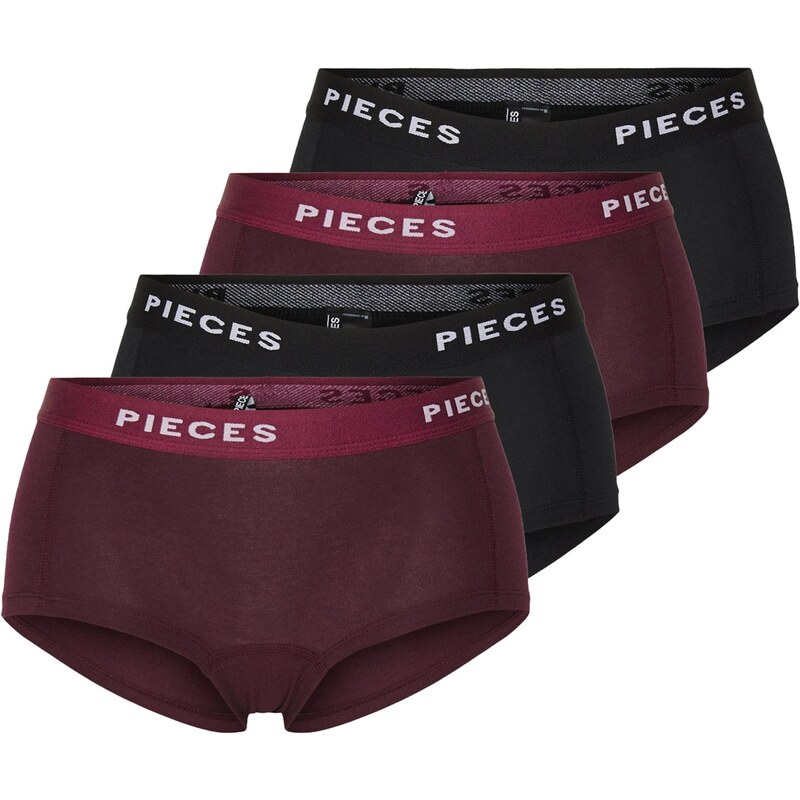 PIECES Nohavičky baklažánová / čierna / biela 66074305