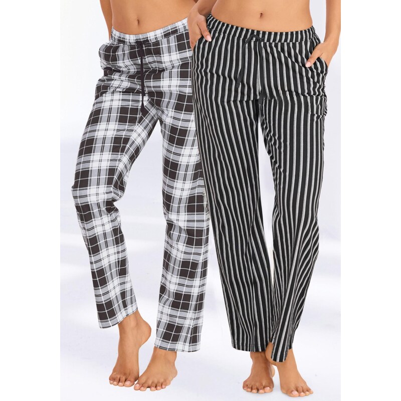VIVANCE Pyžamové nohavice sivá / čierna / biela 66068667