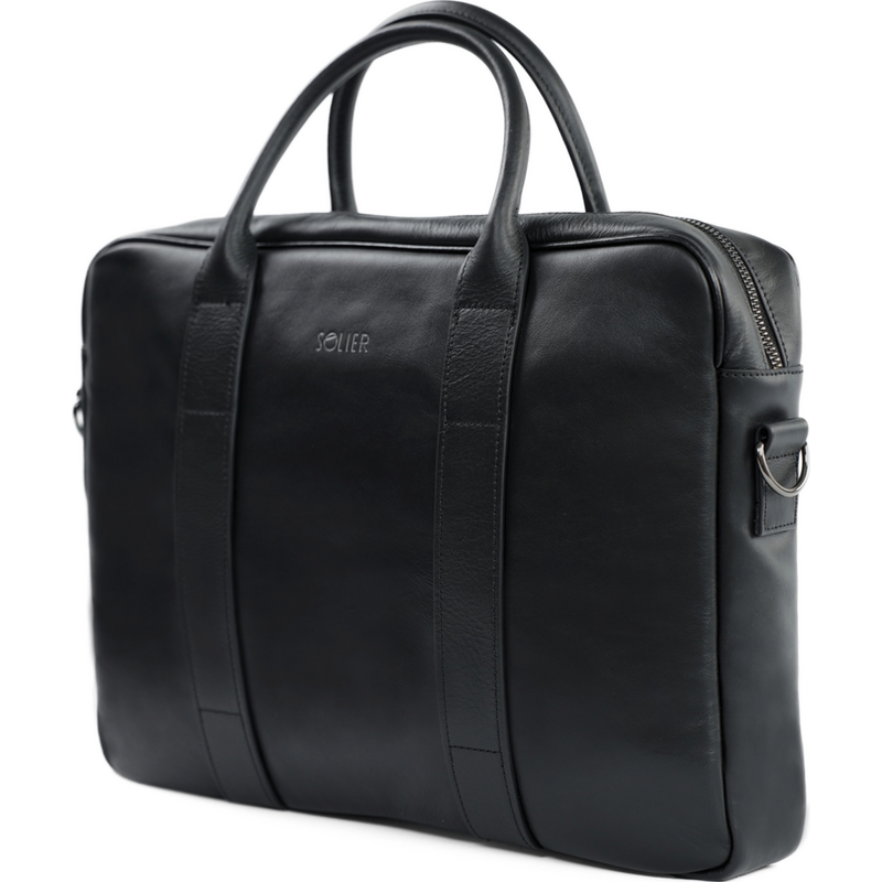 Pánska kožená čierna taška Solier SL20 BLACK 5411354