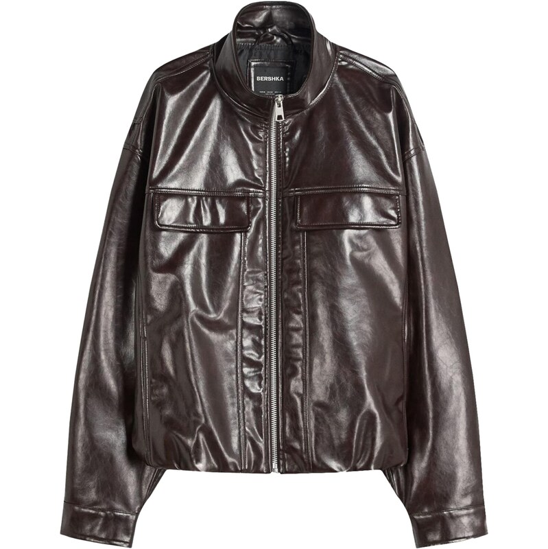 Bershka Prechodná bunda čokoládová 66068947