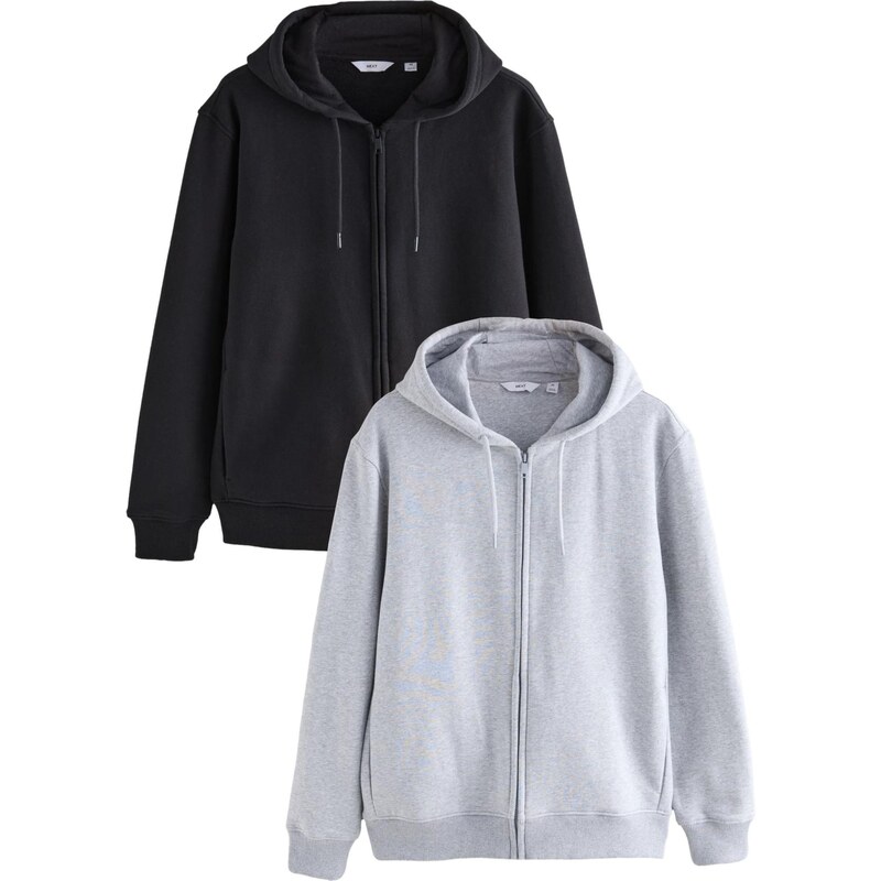 Next Tepláková bunda sivá melírovaná / čierna 66069214