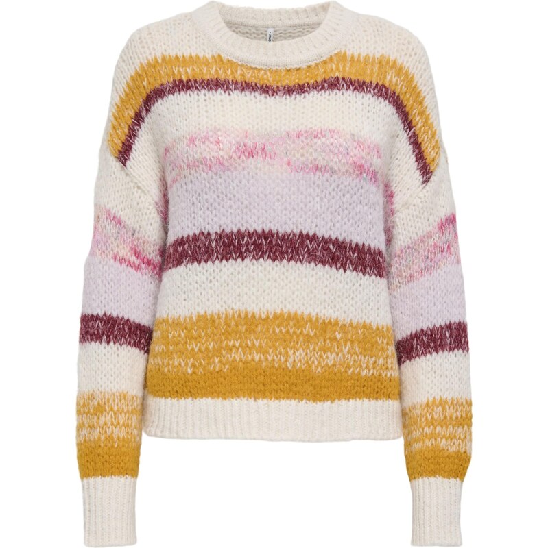 ONLY Sveter ONLAlyssa krémová / karí / ružová / vínovo červená 66069494