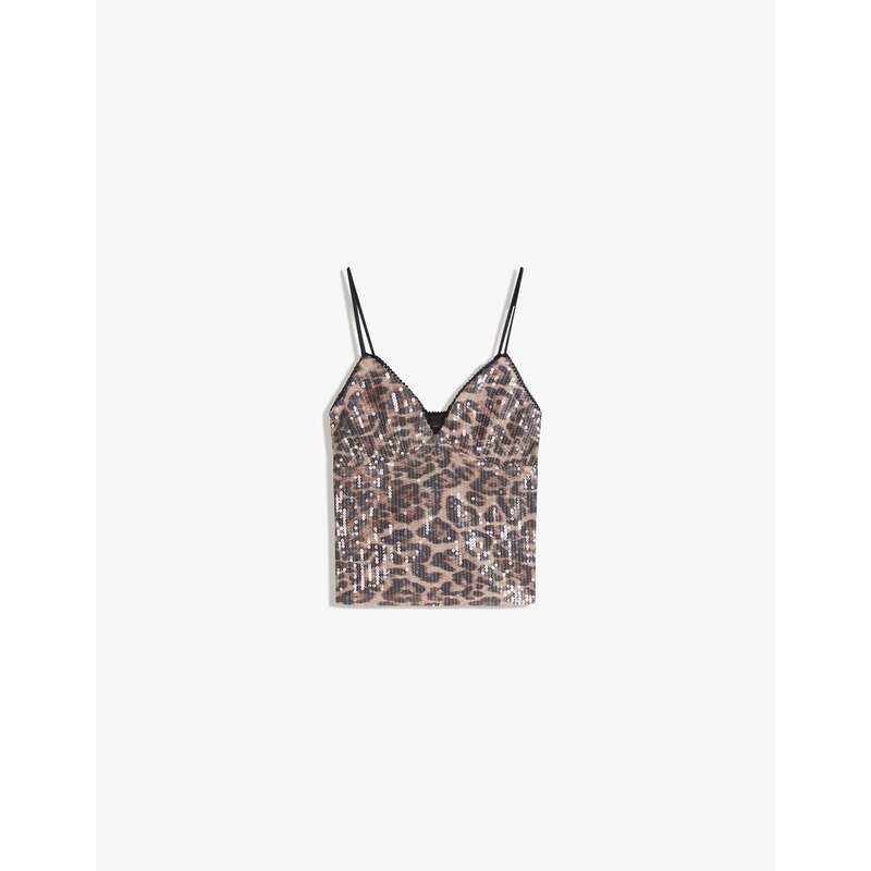 Bershka Top brokátová / kapučíno / tmavohnedá 66069465