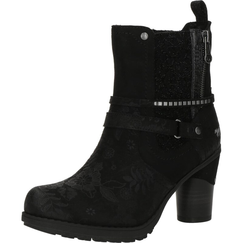 MUSTANG Členkové čižmy čierna / strieborná 66069681