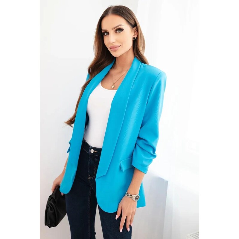 MladaModa Elegantné sako s nariasenými rukávmi, bez zapínania model 66073566