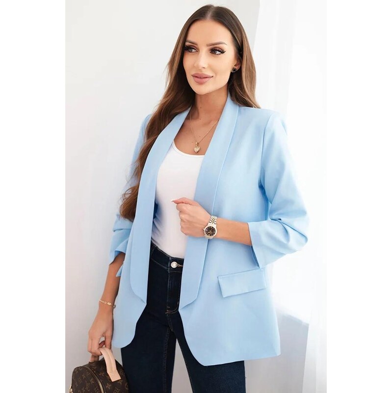 MladaModa Elegantné sako s nariasenými rukávmi, bez zapínania model 66073560