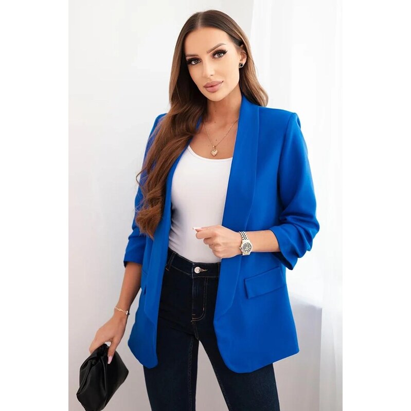 MladaModa Elegantné sako s nariasenými rukávmi, bez zapínania model 66073567