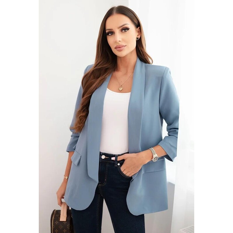 MladaModa Elegantné sako s nariasenými rukávmi, bez zapínania model 66073564