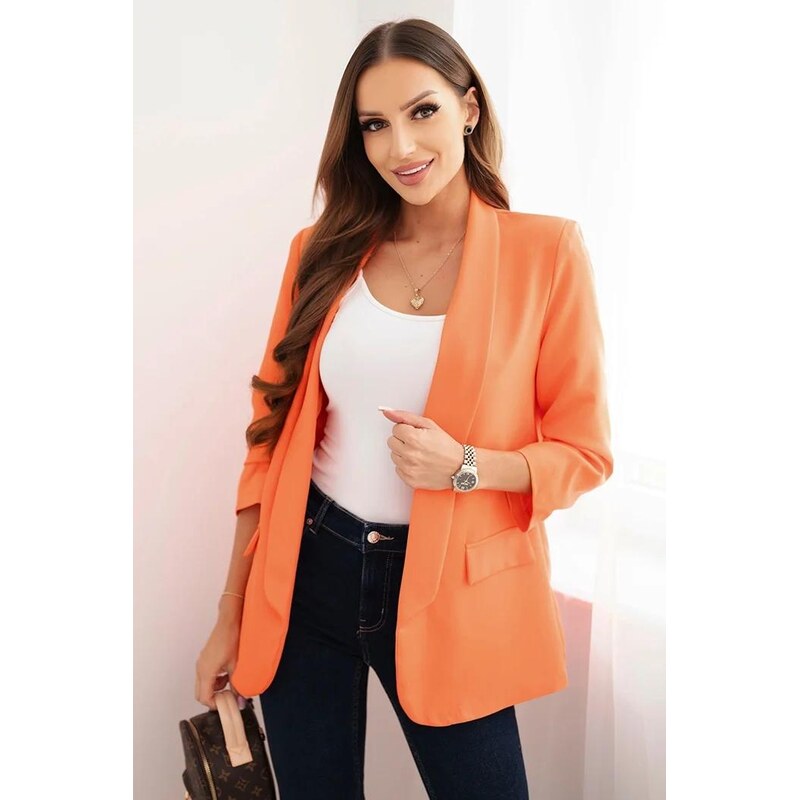 MladaModa Elegantné sako s nariasenými rukávmi, bez zapínania model 66073570