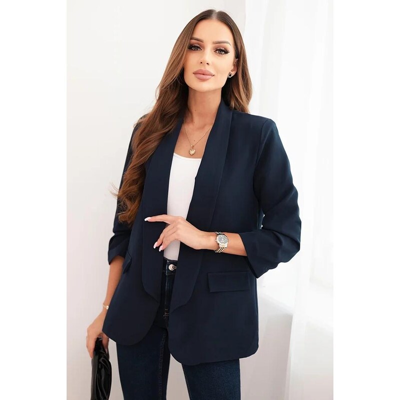MladaModa Elegantné sako s nariasenými rukávmi, bez zapínania model 66073571