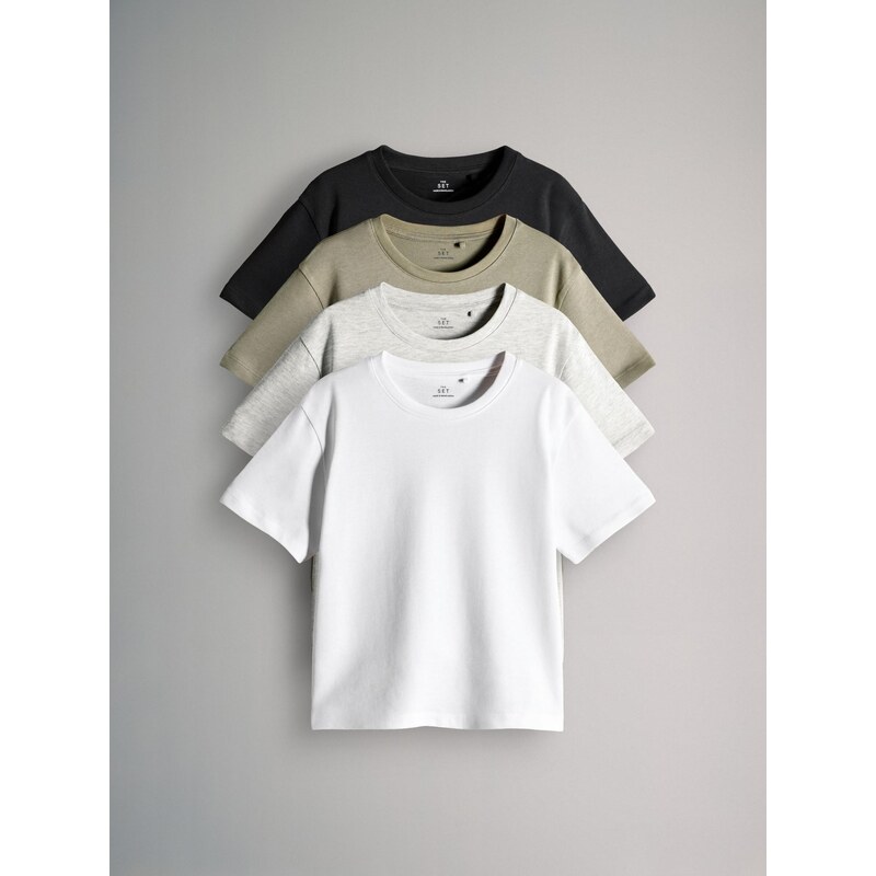 The Set Tričko svetlosivá / kaki / čierna / biela 66074547