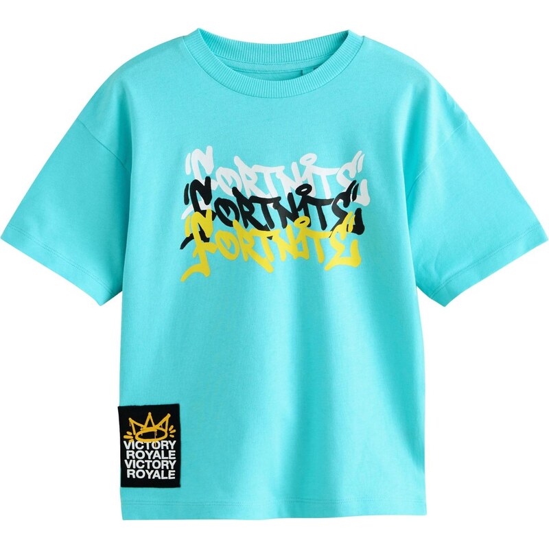 Next Tričko Fortnite neónovo modrá / žltá / čierna / biela 66074675