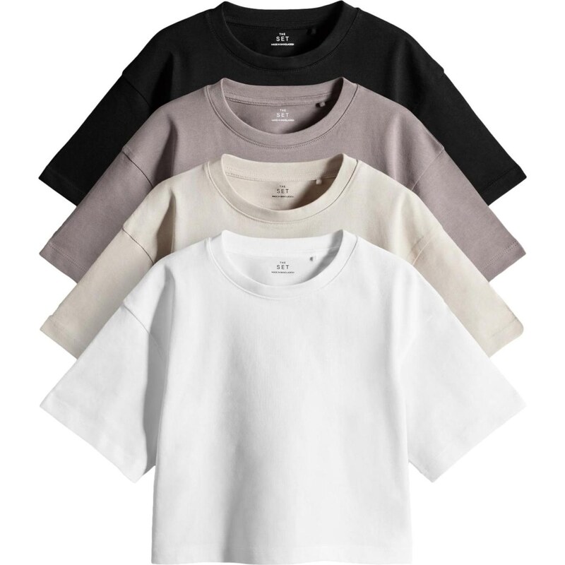 The Set Tričko nebielená / tmavobéžová / čierna / biela 66075244