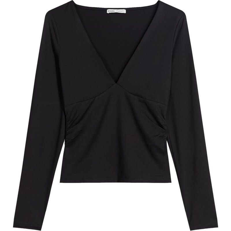 Bershka Tričko čierna 66075381