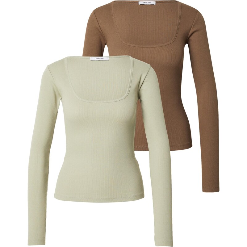 ABOUT YOU Tričko Liane hnedá / mätová 66076246