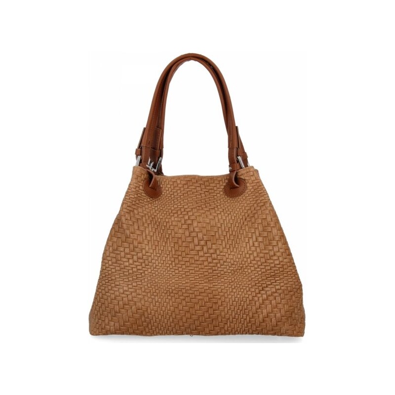 Vittoria Gotti Módna kožená taška Shopper Bag 527 Ruda 66076491
