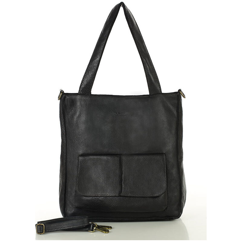 MARCO MAZZINI Čierna dámska kožená shopper kabelka (v234a) 47996310