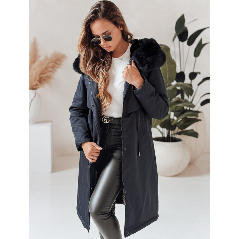 BASIC Tmavomodrá dlhá parka LUSTER TY4018 47338585