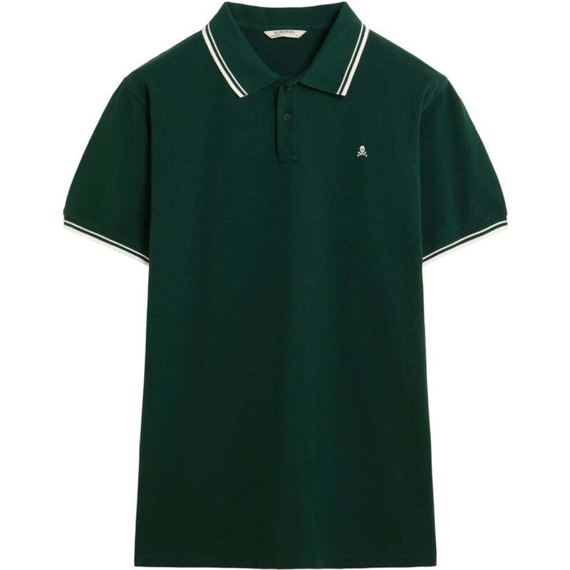 Scalpers Tričko Sportif tmavozelená / biela 66078659