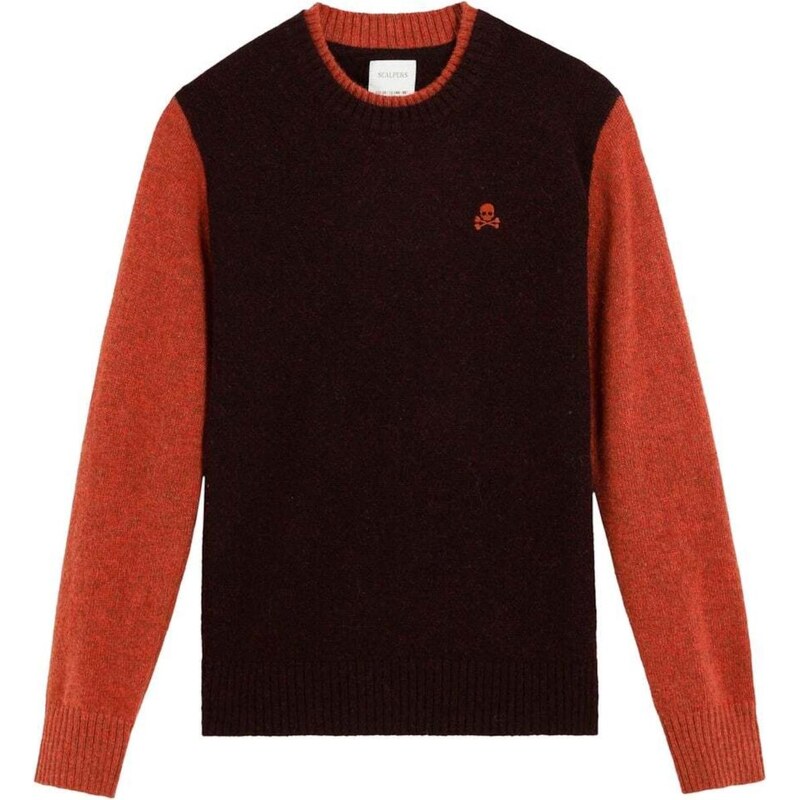 Scalpers Sveter tmavohnedá / oranžovo červená 66078695