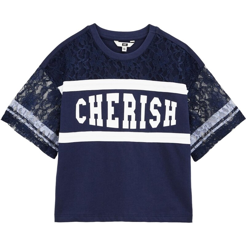 WE Fashion Tričko tmavomodrá / biela 66078928