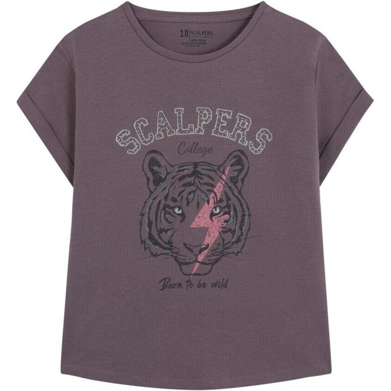 Scalpers Tričko Tiger sivá / ružová / purpurová / čierna 66078995