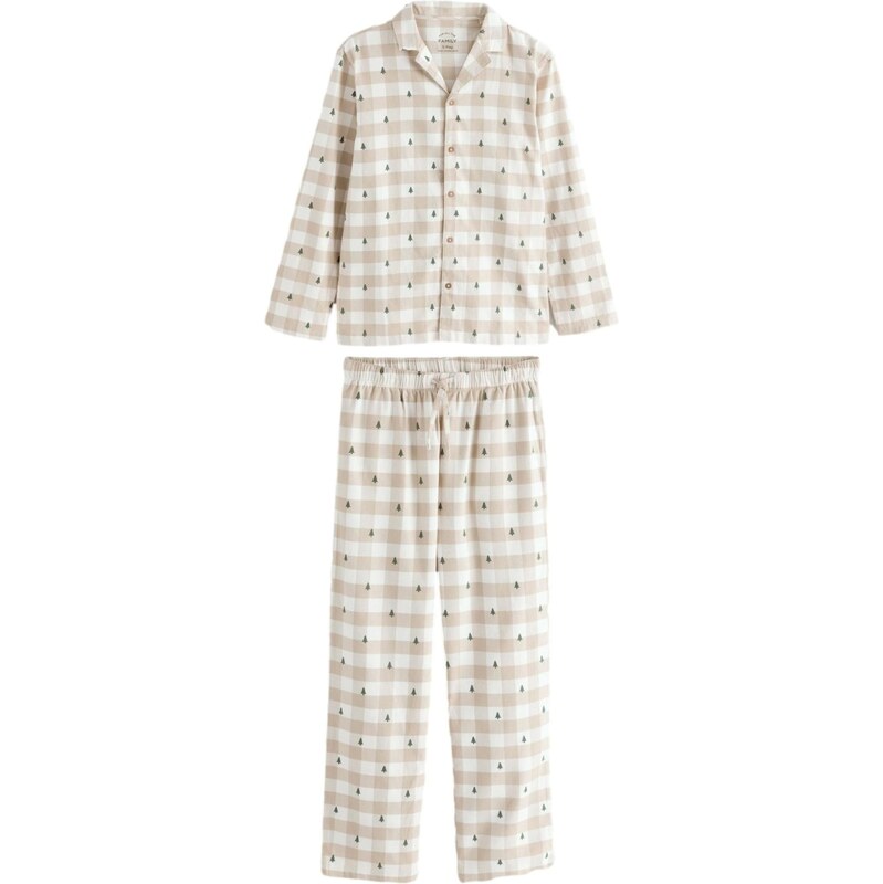 Next Dlhé pyžamo béžová / krémová / tmavozelená 66079273