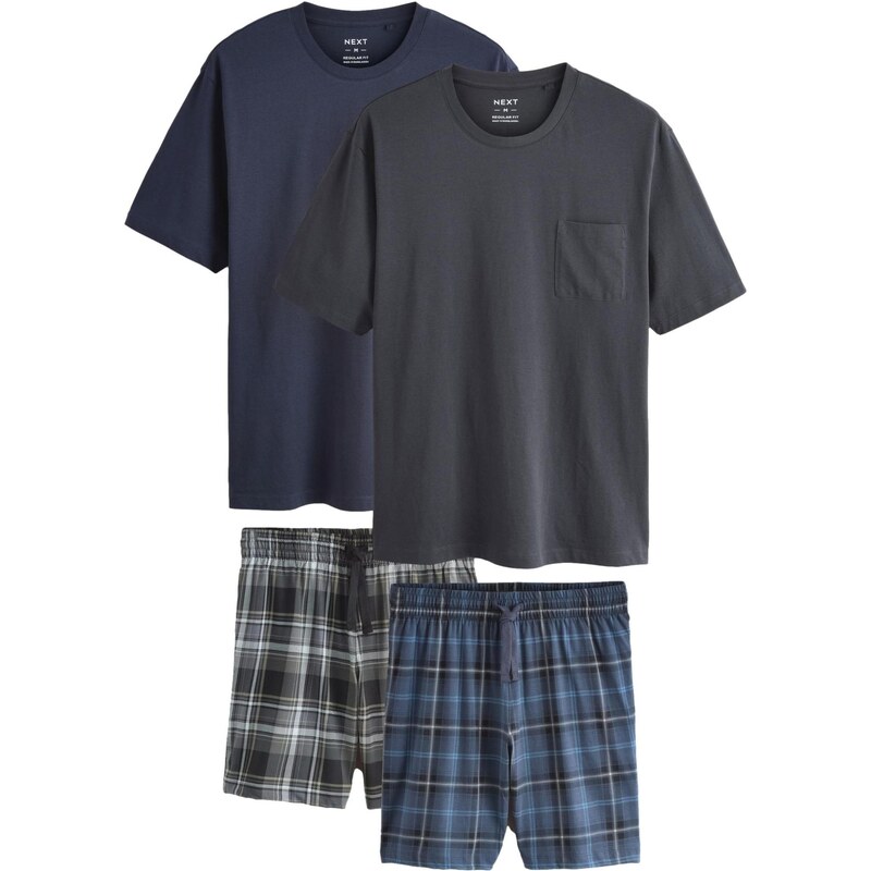 Next Krátke pyžamo námornícka modrá / farby bahna / čierna / šedobiela 66079338