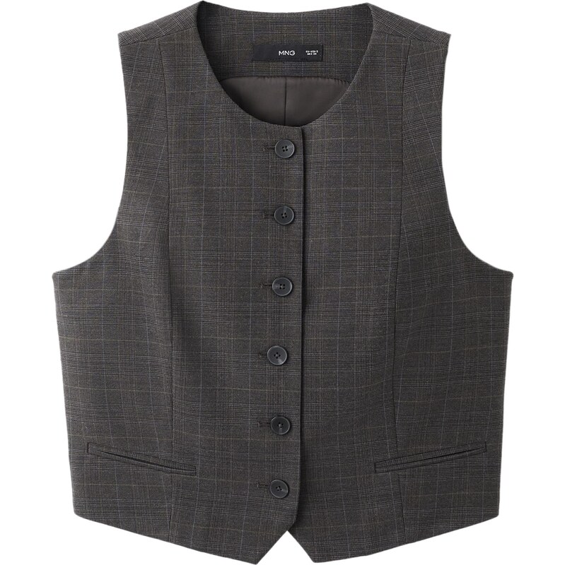 MANGO Vesta k obleku Stuard modrá / hnedá / sivá melírovaná 66079361